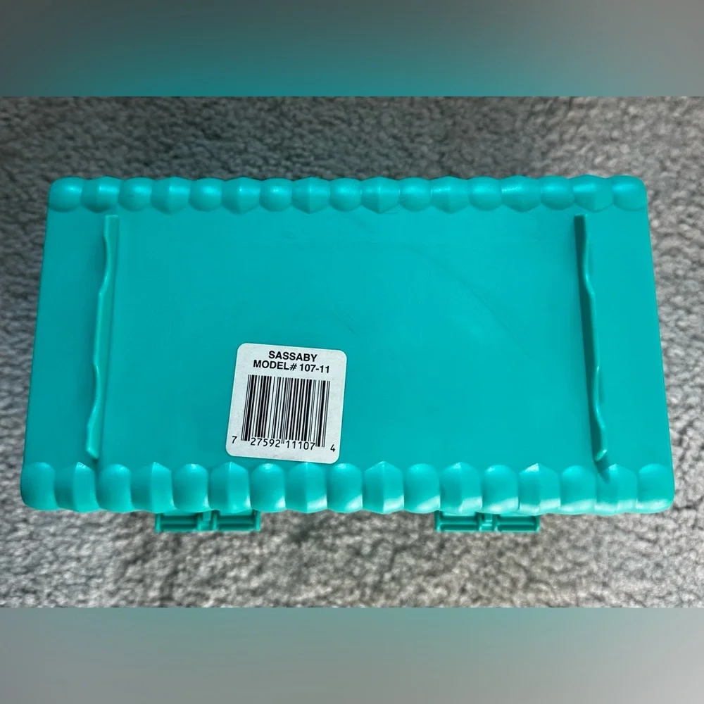 Vintage Sassaby Green Makeup Storage Case Jewelry Box Organizer #107 Tray Mirror